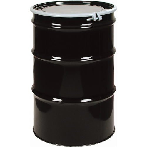 Barils en acier, 55 gal. US (45 gal. imp.), Doubl&eacute;, Noir, Dessus ouvert, 1A2/Y275/S, Calibre 18 - 20 Mukwa Safety Services