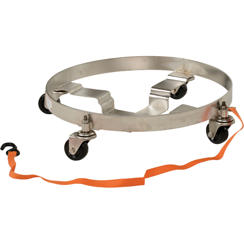 Multi-Tier Drum Dollies, Stainless Steel, 900 lbs. Capacity, 23-1/2" Diameter, Rubber Casters Mukwa Safety Services