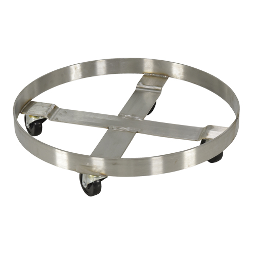 Drum Dollies, Stainless Steel, 800 lbs. Capacity, 23-1/4" Diameter, Rubber Casters Mukwa Safety Services
