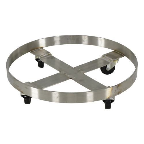 Drum Dollies, Stainless Steel, 800 lbs. Capacity, 23-1/4" Diameter, Rubber Casters Mukwa Safety Services