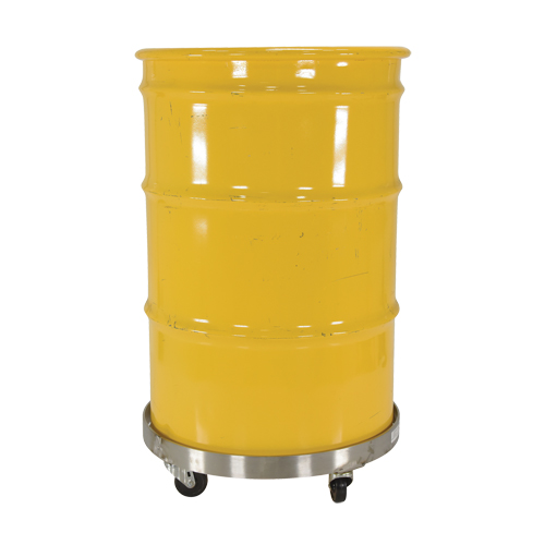 Drum Dollies, Stainless Steel, 800 lbs. Capacity, 23-1/4" Diameter, Rubber Casters Mukwa Safety Services