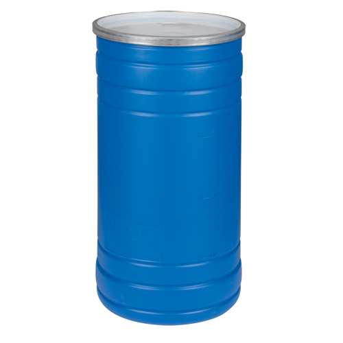 Barils en poly&eacute;thyl&egrave;ne, 15,5 gal. US (12,91 gal. imp.), Dessus ouvert, Bleu Mukwa Safety Services