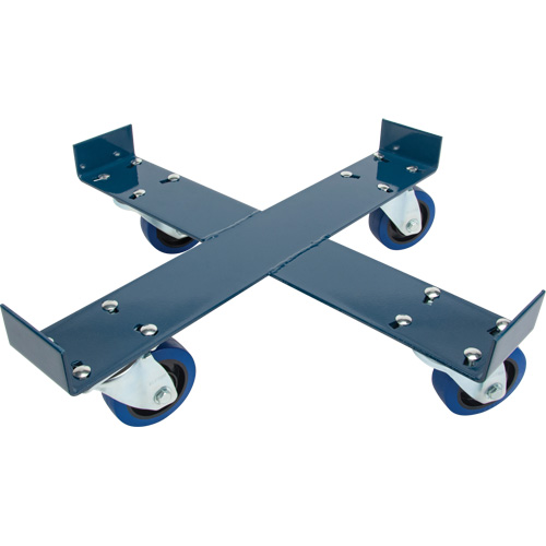 Drum Dolly, Steel, 1400 lbs. Capacity, 24" Diameter, Blue Elastic Casters Mukwa Safety Services