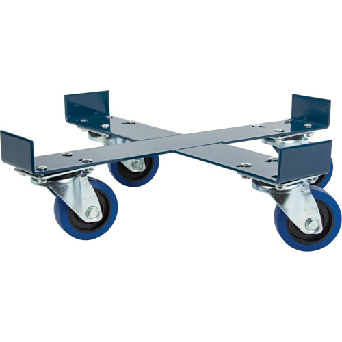 Drum Dolly, Steel, 1400 lbs. Capacity, 24" Diameter, Blue Elastic Casters Mukwa Safety Services