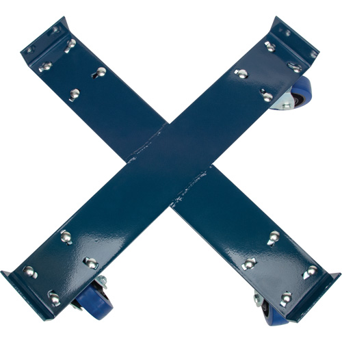 Drum Dolly, Steel, 1400 lbs. Capacity, 24" Diameter, Blue Elastic Casters Mukwa Safety Services