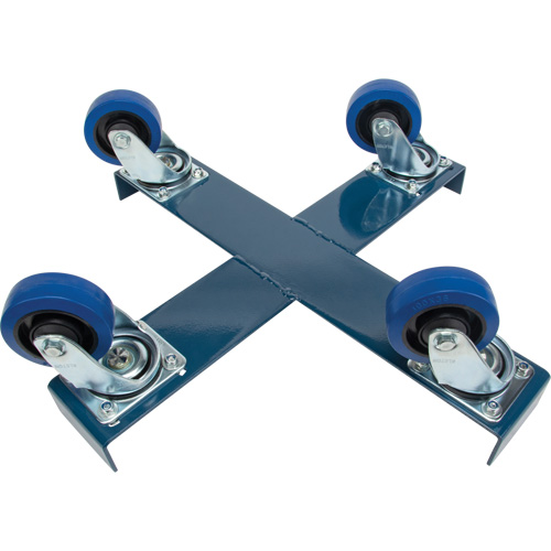 Drum Dolly, Steel, 1400 lbs. Capacity, 24" Diameter, Blue Elastic Casters Mukwa Safety Services