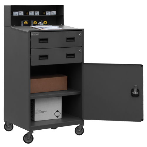 Shop Desk, 23" W x 20" D x 51" H, Grey Mukwa Safety Services