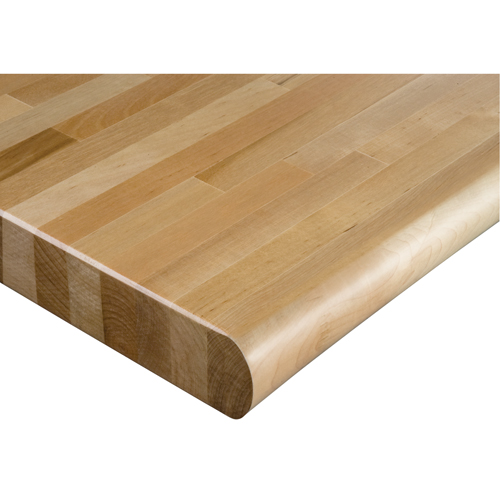 Laminated Hardwood Workbench Top, 96" W x 48" D, Bullnose Edge, 1-3/4" Thick Mukwa Safety Services