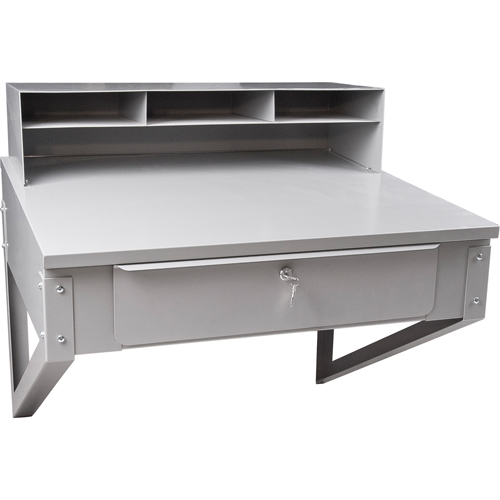 Wall-Mounted Shop Desk, 34-1/2" W x 28" D x 31" H, Grey Mukwa Safety Services