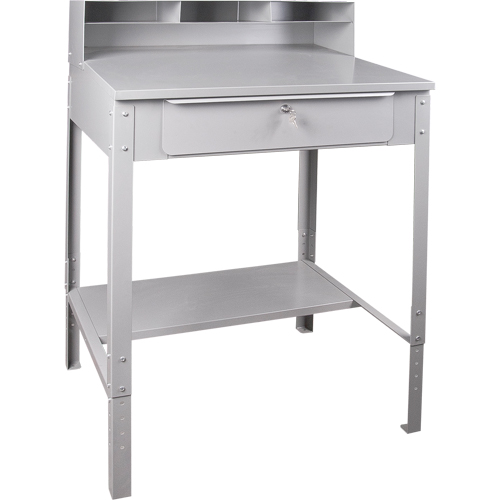 Open Floor Style Shop Desk, 34-1/2" W x 30" D x 53" H, Grey Mukwa Safety Services