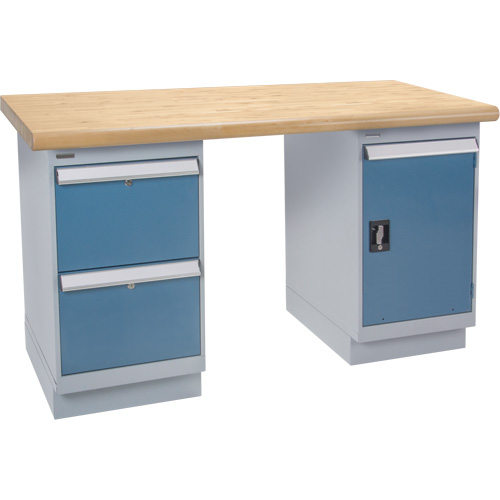 Workbench, Door & Drawers, 2500 lbs. Cap., 60" W x 36" D, 34" H Mukwa Safety Services