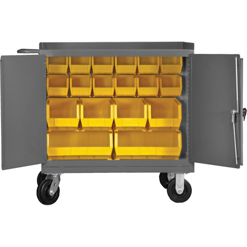 Mobile Workbench Cabinet with Bins, Steel Surface Mukwa Safety Services