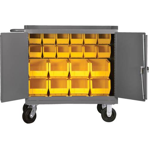 Mobile Workbench Cabinet with Bins, Steel Surface Mukwa Safety Services