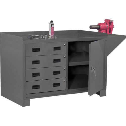 Stationary Workstation, Steel Surface, 60-1/8" W x 24-1/4" D x 36-1/4" H Mukwa Safety Services