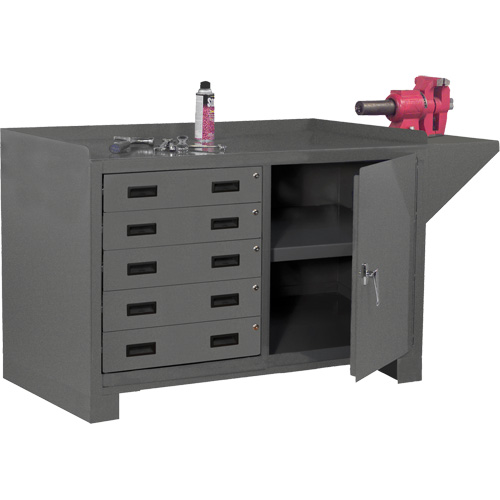 Stationary Workstation, Steel Surface, 60-1/8" W x 24-1/4" D x 36-1/4" H Mukwa Safety Services