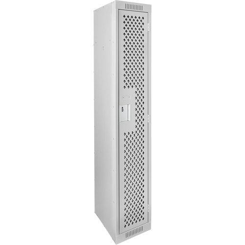 Clean Line Lockers, 12" x 15" x 72", Steel, Grey, Rivet (Assembled), Perforated Mukwa Safety Services