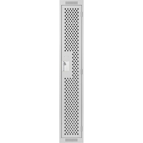 Clean Line Lockers, 12" x 15" x 72", Steel, Grey, Rivet (Assembled), Perforated Mukwa Safety Services