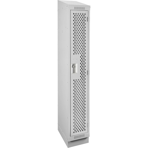 Casiers Clean Line, 12" x 15" x 82", Acier, Gris, Rivet (assembl&eacute;), Perfor&eacute; Mukwa Safety Services