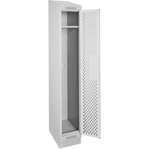 Casiers Clean Line, 12" x 15" x 82", Acier, Gris, Rivet (assembl&eacute;), Perfor&eacute; Mukwa Safety Services