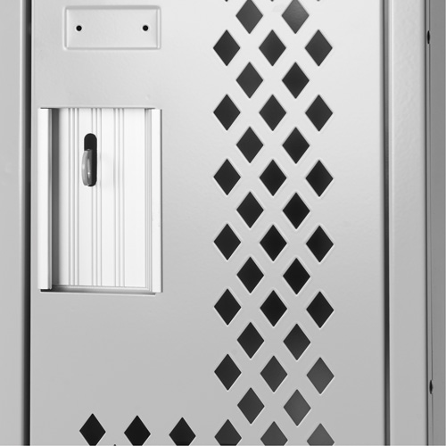 Clean Line Lockers, 2 -tier, 12" x 12" x 72", Steel, Grey, Rivet (Assembled), Perforated Mukwa Safety Services