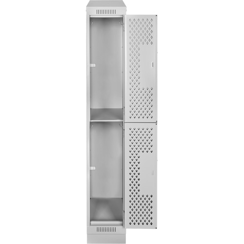 Clean Line Lockers, 2 -tier, 12" x 18" x 82", Steel, Grey, Rivet (Assembled), Perforated Mukwa Safety Services