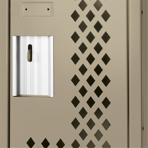 Clean Line Lockers, Bank of 2, 24" x 15" x 72", Steel, Beige, Rivet (Assembled), Perforated Mukwa Safety Services
