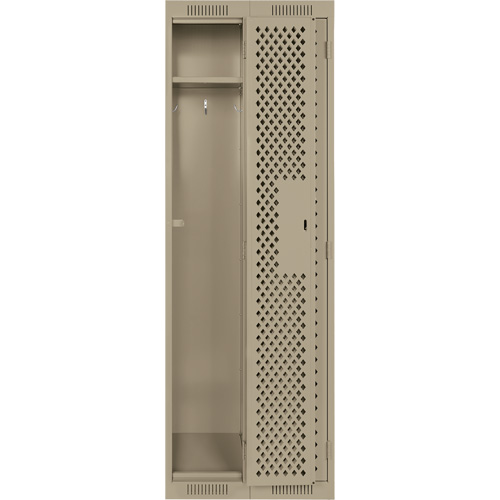 Clean Line Lockers, Bank of 2, 24" x 15" x 72", Steel, Beige, Rivet (Assembled), Perforated Mukwa Safety Services