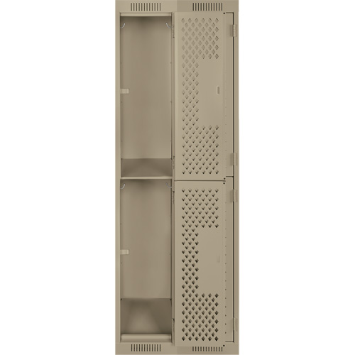 Clean Line Lockers, 2 -tier, Bank of 2, 24" x 12" x 72", Steel, Beige, Rivet (Assembled), Perforated Mukwa Safety Services