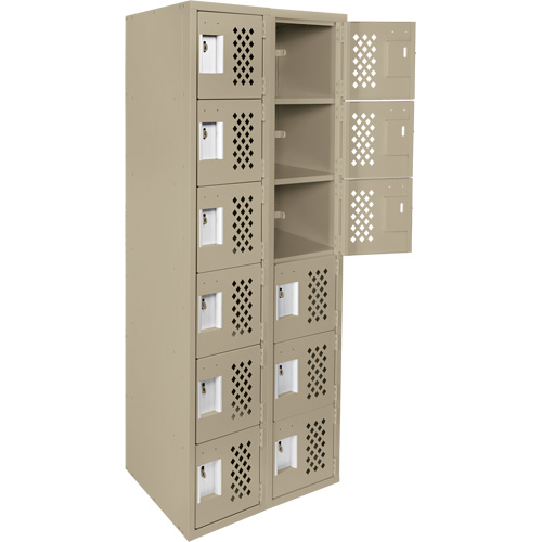 Assembled Lockerettes Clean Line Perforated Economy Lockers, 6 -tier, Bank of 2, 18" x 72" x 12", Steel Mukwa Safety Services