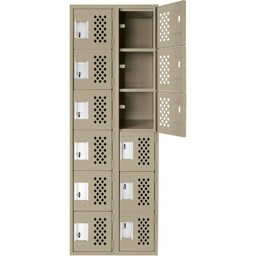 Assembled Lockerettes Clean Line Perforated Economy Lockers, 6 -tier, Bank of 2, 18" x 72" x 12", Steel Mukwa Safety Services