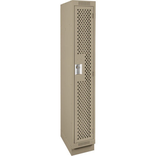 Casiers Clean Line, 12" x 15" x 76", Acier, Beige, Rivet (assembl&eacute;), Perfor&eacute; Mukwa Safety Services
