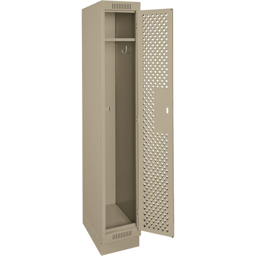 Casiers Clean Line, 12" x 15" x 76", Acier, Beige, Rivet (assembl&eacute;), Perfor&eacute; Mukwa Safety Services