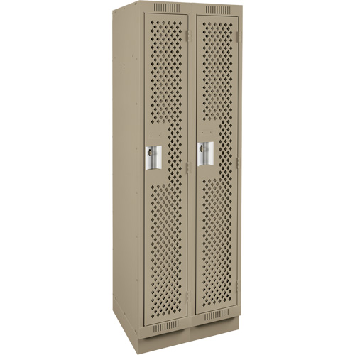 Casiers Clean Line, Bloc de 2, 24" x 15" x 76", Acier, Beige, Rivet (assembl&eacute;), Perfor&eacute; Mukwa Safety Services