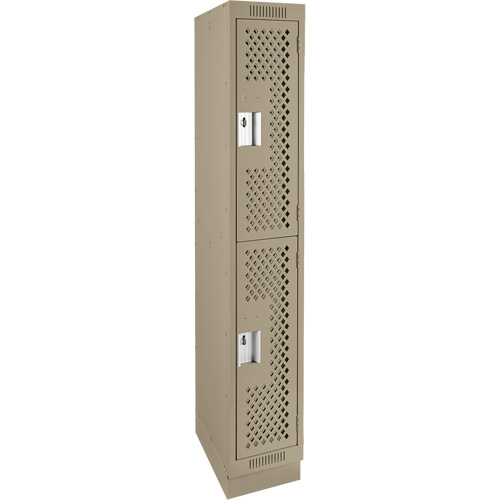Casiers Clean Line, 2 niveaux, 12" x 18" x 76", Acier, Beige, Rivet (assembl&eacute;), Perfor&eacute; Mukwa Safety Services