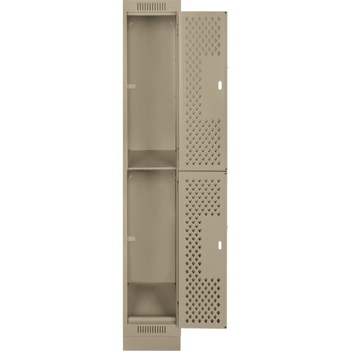 Casiers Clean Line, 2 niveaux, 12" x 18" x 76", Acier, Beige, Rivet (assembl&eacute;), Perfor&eacute; Mukwa Safety Services