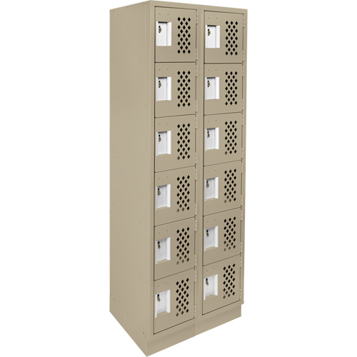 Assembled Lockerettes Clean Line Perforated Economy Lockers, 6 -tier, Bank of 2, 18" x 72" x 12", Steel Mukwa Safety Services