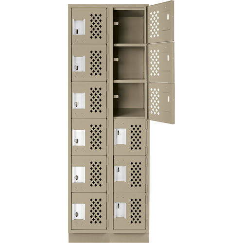 Assembled Lockerettes Clean Line Perforated Economy Lockers, 6 -tier, Bank of 2, 18" x 72" x 12", Steel Mukwa Safety Services