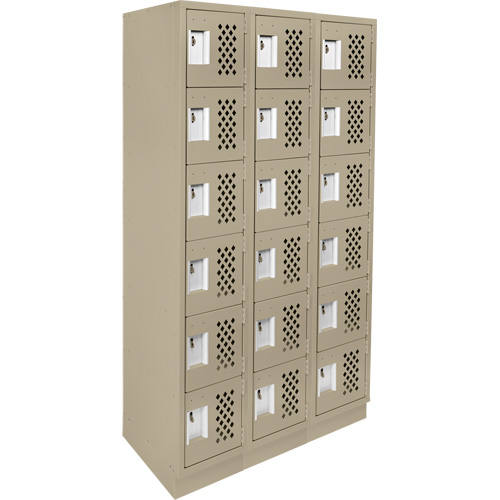Assembled Lockerettes Clean Line Perforated Economy Lockers, 6 -tier, Bank of 3, 18" x 72" x 12", Steel Mukwa Safety Services