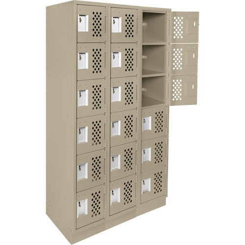 Assembled Lockerettes Clean Line Perforated Economy Lockers, 6 -tier, Bank of 3, 18" x 72" x 12", Steel Mukwa Safety Services