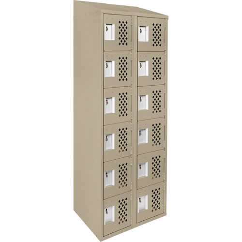 Assembled Lockerettes Clean Line Perforated Economy Lockers, 6 -tier, Bank of 2, 18" x 72" x 12", Steel Mukwa Safety Services