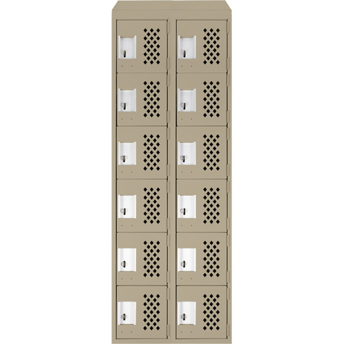 Assembled Lockerettes Clean Line Perforated Economy Lockers, 6 -tier, Bank of 2, 18" x 72" x 12", Steel Mukwa Safety Services