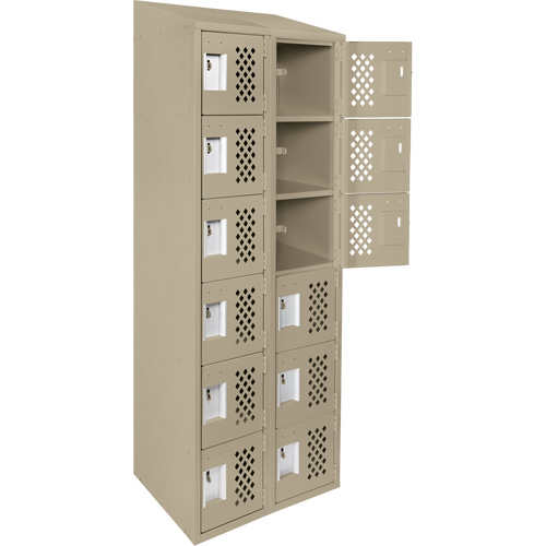 Assembled Lockerettes Clean Line Perforated Economy Lockers, 6 -tier, Bank of 2, 18" x 72" x 12", Steel Mukwa Safety Services