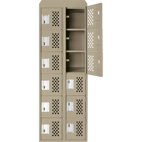 Assembled Lockerettes Clean Line Perforated Economy Lockers, 6 -tier, Bank of 2, 18" x 72" x 12", Steel Mukwa Safety Services