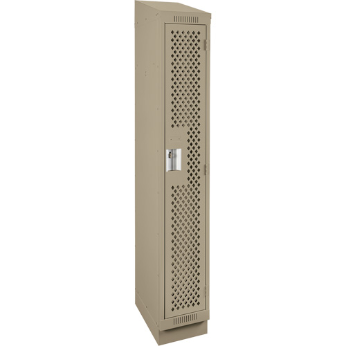 Clean Line Lockers, 12" x 12" x 82", Steel, Beige, Rivet (Assembled), Perforated Mukwa Safety Services
