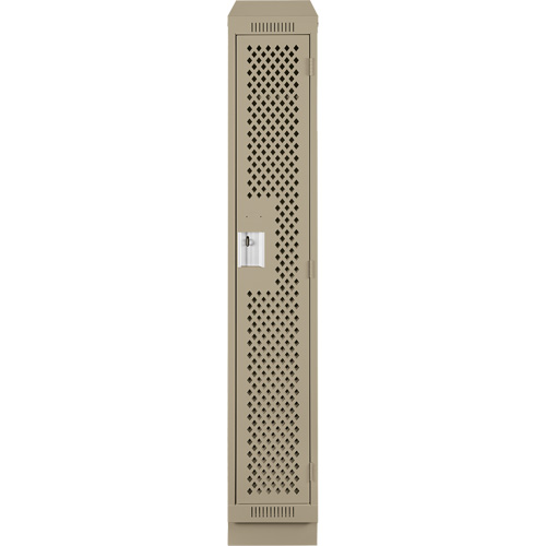 Clean Line Lockers, 12" x 12" x 82", Steel, Beige, Rivet (Assembled), Perforated Mukwa Safety Services