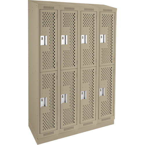 Clean Line Lockers, 2 -tier, Bank of 4, 48" x 18" x 82", Steel, Beige, Rivet (Assembled), Perforated Mukwa Safety Services
