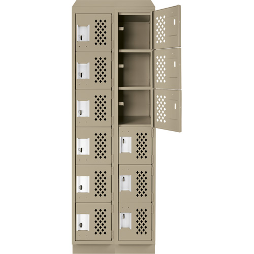 Clean-Line Perforated Lockerette, 6 -tier, Bank of 2, 12" x 72" x 12", Steel Mukwa Safety Services