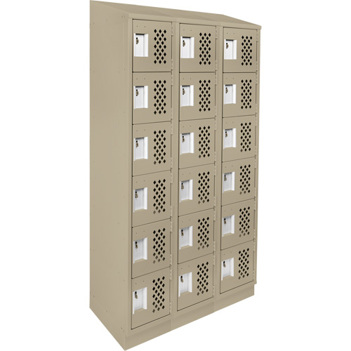 Assembled Lockerettes Clean Line Perforated Economy Lockers, 6 -tier, Bank of 3, 18" x 72" x 12", Steel Mukwa Safety Services