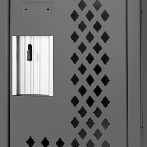 Clean Line Lockers, Bank of 2, 24" x 15" x 72", Steel, Charcoal, Rivet (Assembled), Perforated Mukwa Safety Services