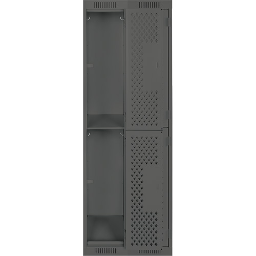 Casiers Clean Line, 2 niveaux, Bloc de 2, 24" x 15" x 72", Acier, Charbon, Rivet (assembl&eacute;), Perfor&eacute; Mukwa Safety Services